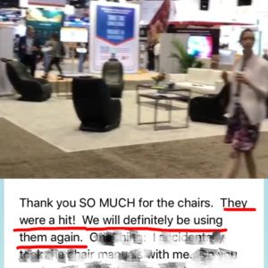rent massage chairs for trade show booth and draw traffic Orlando